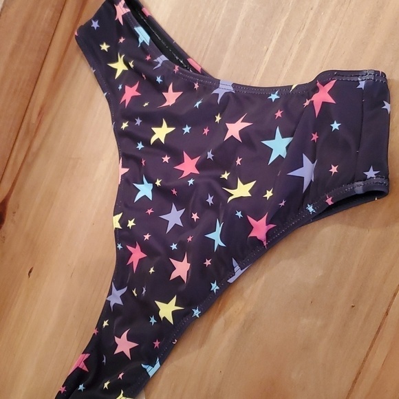 NWT Shein Swim Snakeskin Black with Stars Bathing Suit Botoms Sz 2X - Picture 3 of 5